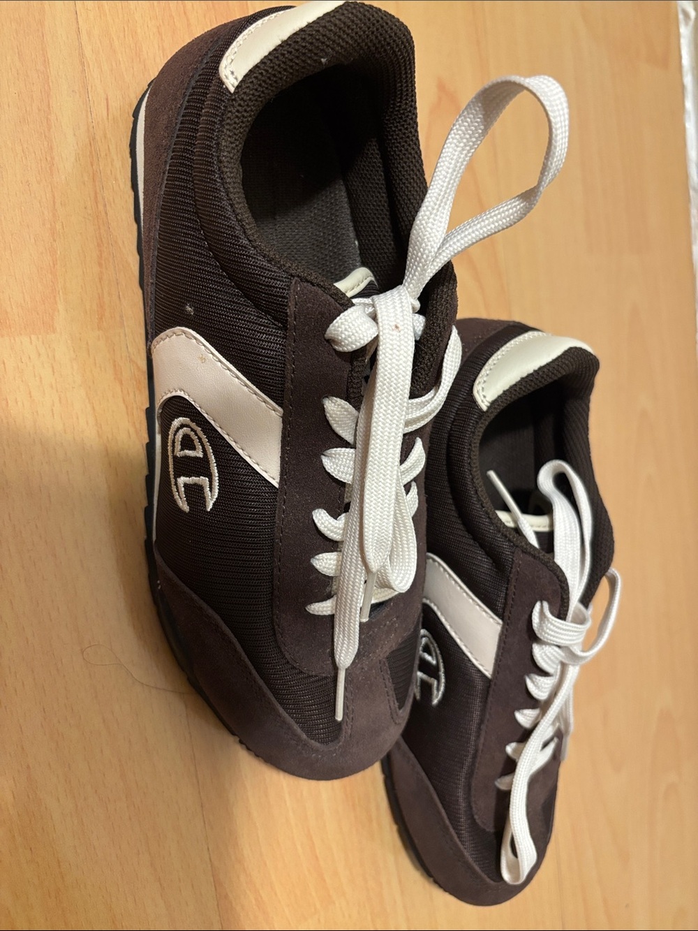 Champion Brown and White Retro Lace-Up Sneakers